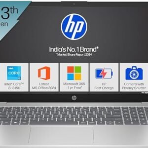 HP 15, 13th Gen Intel Core i3-1315U Laptop (8GB DDR4,512GB SSD) Anti-Glare, Micro-Edge,15.6''/39.6cm, FHD, Win11,M365 Basic(1yr),Office Home24, Silver,1.59kg, FHD Camera w/Privacy Shutter, fd0569TU