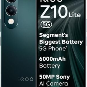 iQOO Z10 Lite 5G (Cyber Green, 6GB RAM, 128GB Storage) | 6000 mAh Battery | Dimensity 6300 5G Processor with 433K+* AnTuTu Score | IP64 Rated & Military Grade Shock-Resistance*