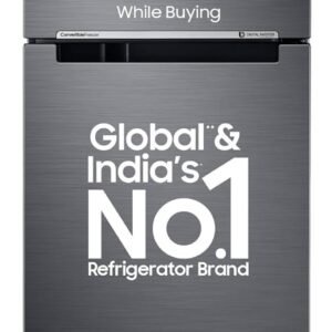 Samsung 236 L, 3 Star, Convertible, Digital Inverter with Display Frost Free Double Door Refrigerator (RT28C3733B1/HL, Black Matte/Black DOI)