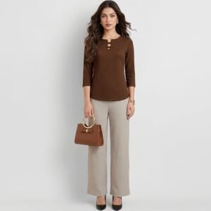 Selvia Lycra 3/4 Sleeve Top and Trouser Pant Set,