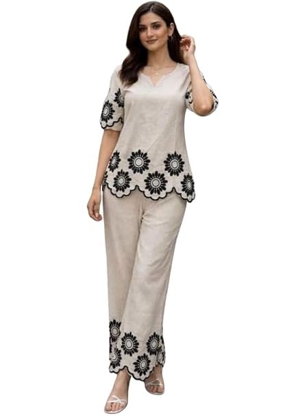 Women’s Khadi Cotton Embroidered Kurta Pant Set